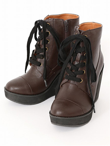 レースアップウエッジブーツ