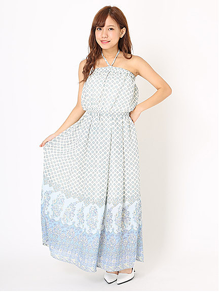 エスニックフラワーホルターベアワンピ