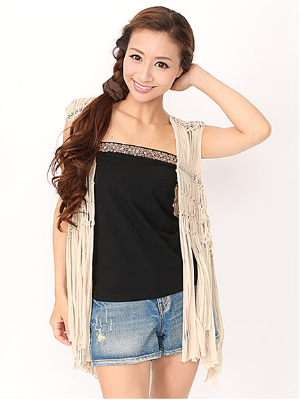 ビジューベアトップ＋フリンジジレSET