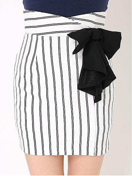 レースリボンストライプハイウエストスカート