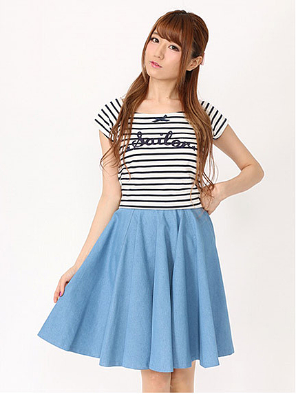 BackZipデニムゴアードSK