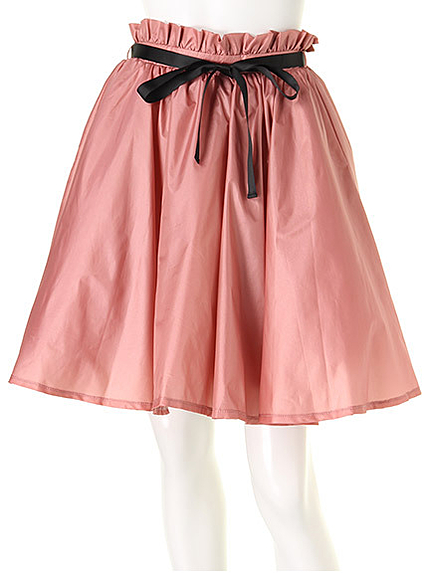 配色リボンふんわりミニスカート
