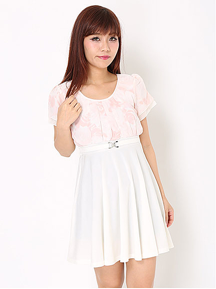 フラワーシフォン切替チュニック