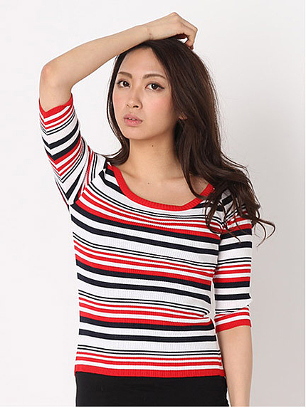 シルク混ボーダーニット