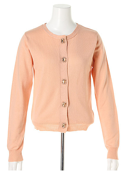 ビジューボタンニットカーデ