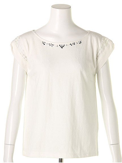 オーガンチェックビジュートップス