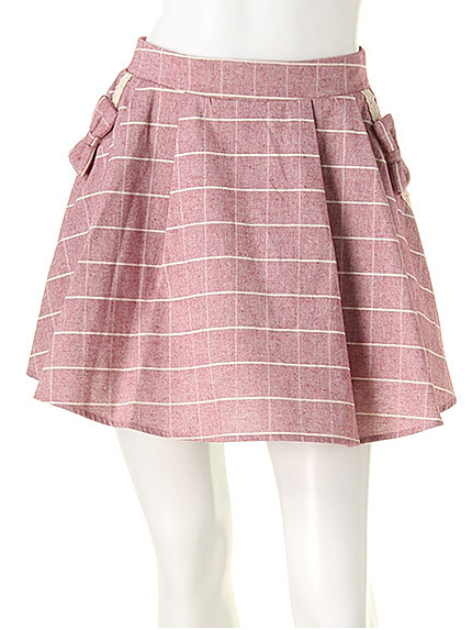 ラインチェック柄スカート風ショーパン
