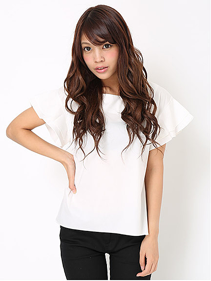 フリル袖カラーブラウス