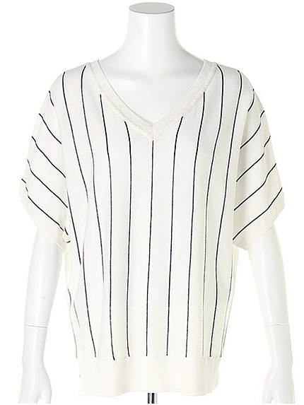 Vネックドルマンニットソー