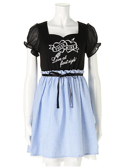 ギンガムカットコンビワンピース