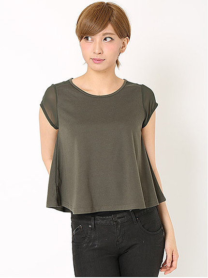 シフォン切替フレアトップス