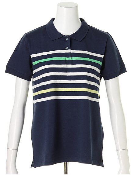 配色パネルボーダーポロシャツ