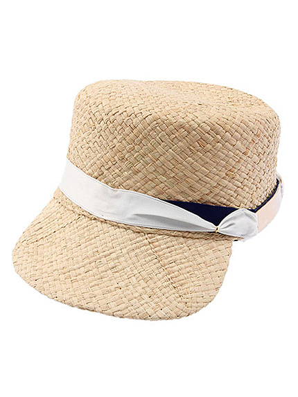 メタル付きラフィアワークキャップ