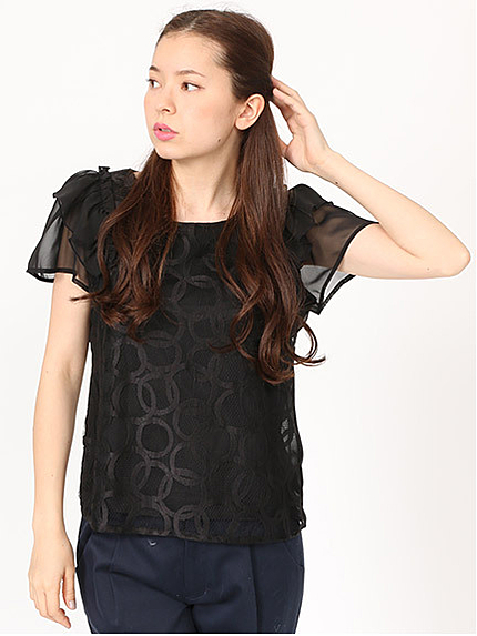 サークルレースシフォンブラウス