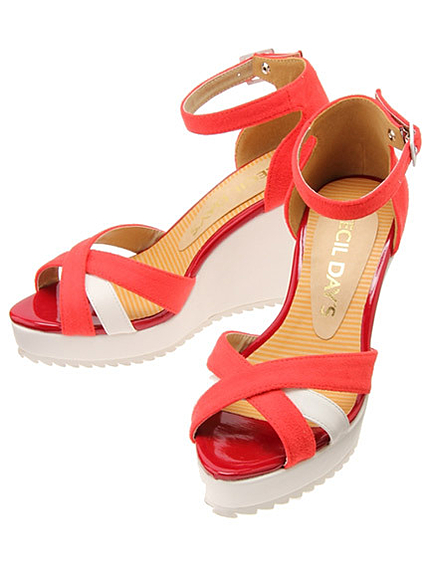 配色コンビウェッジサンダル