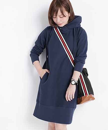 NU別注リバースウィーブフーデッドスウェットワンピース