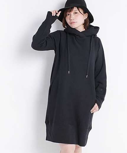 NU別注リバースウィーブフーデッドスウェットワンピース
