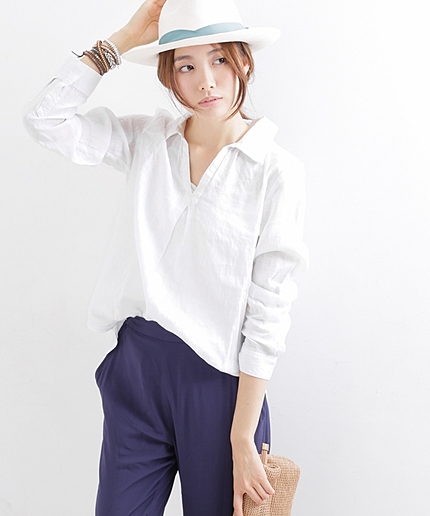 フレンチリネンスキッパーシャツ