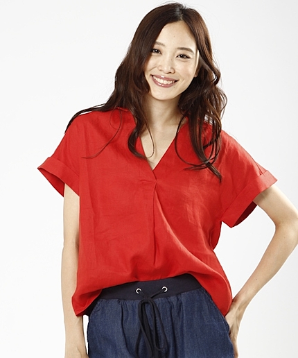 リネンスキッパーショートスリーブブラウス