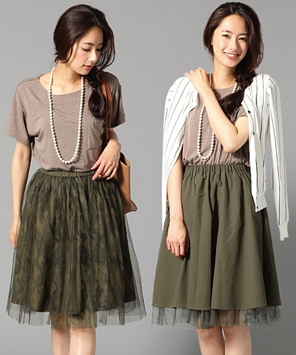 チュール×グログランリバーシブルスカート