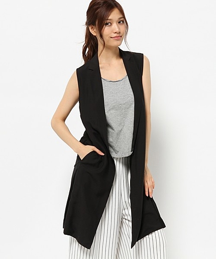 【洗える！】DoubleSewingGilletロングジレ