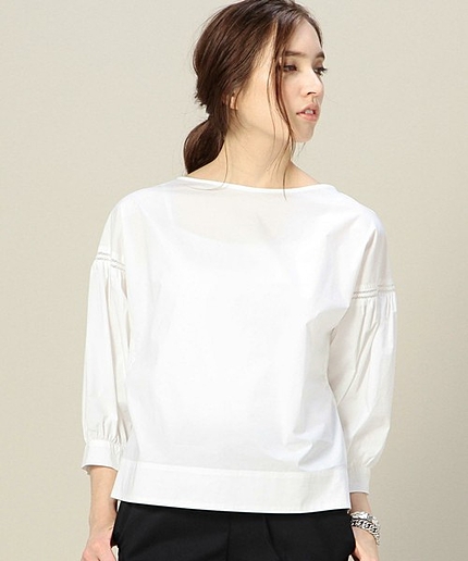 BY タイプライター7袖ギャザーブラウス