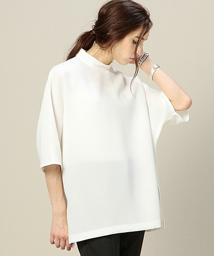 BY ダブルクロスハイネック5分袖チュニック