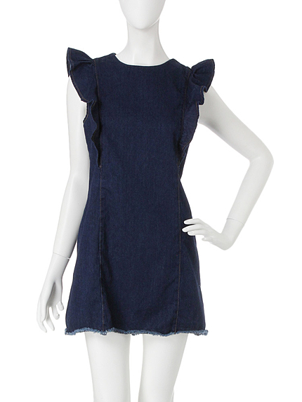 【dazzlin】デニムフリルフリンジワンピース