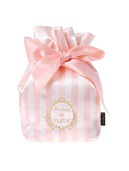 ・ストライプビックリボンポーチ