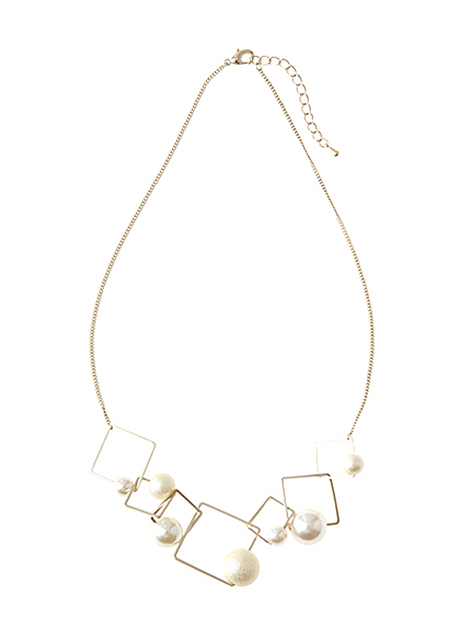 スクエアパールネックレス