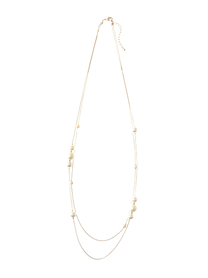 パールチェーンミックスロングネックレス