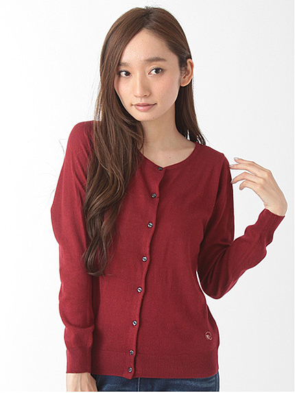 ・ウォッシャブル加工クルーカーディガン