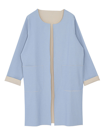 ダブルフェイスノーカラーコート