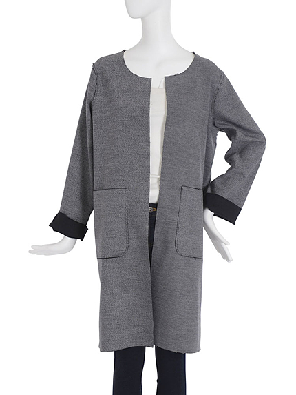 ダブルフェイスノーカラーコート