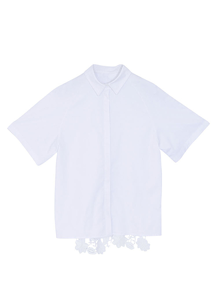 バックフラワーレースシャツ