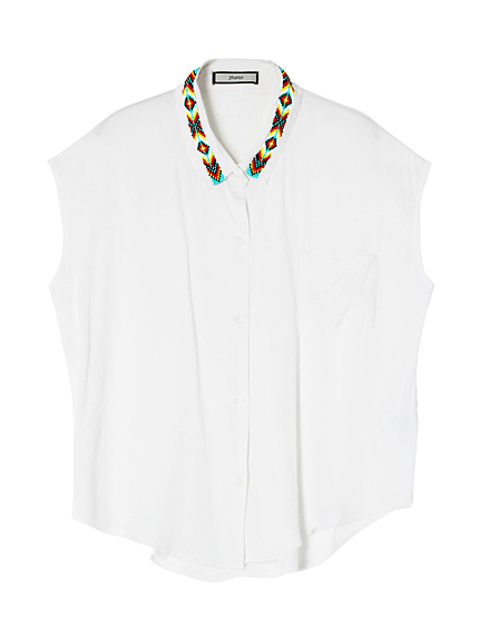 ビーズ衿シャツ