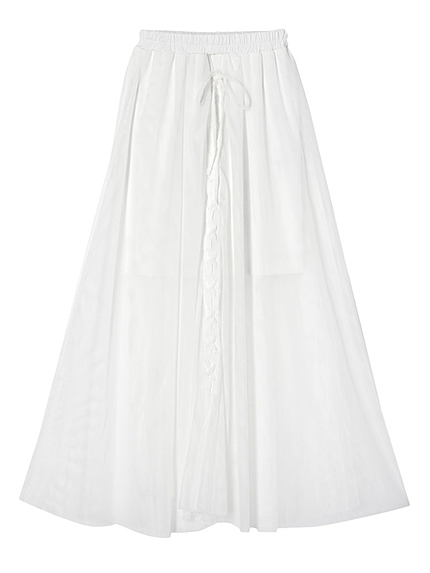 レースアップチュールマキシスカート