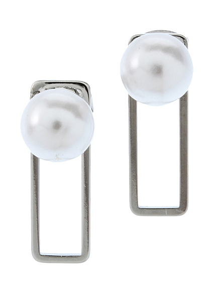 スクエアトップパールピアス