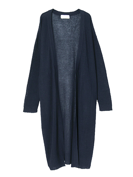 タック編みロングカーディガン