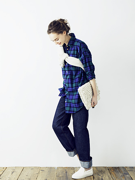 起毛ルーズチェックシャツ