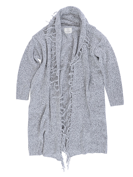 ミックスフリンジロングカーデ