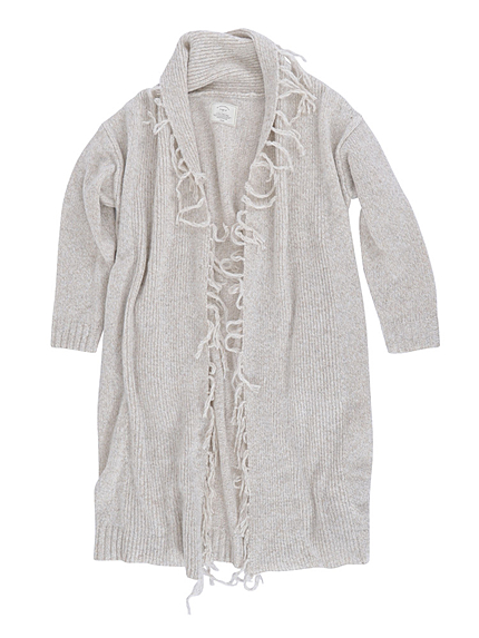 ミックスフリンジロングカーデ