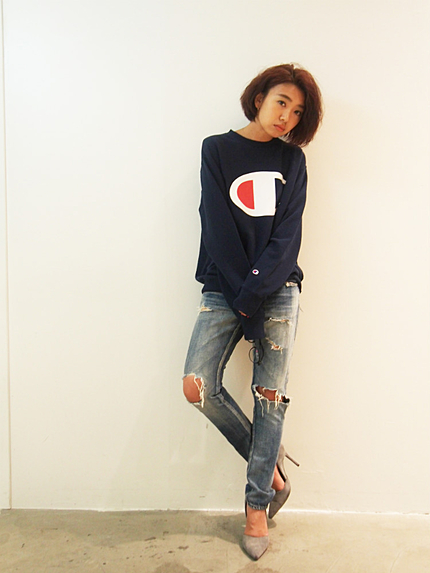 クラッシュストレートデニム