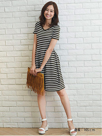 【Arpege story限定】ボーダーニットフレアワンピース