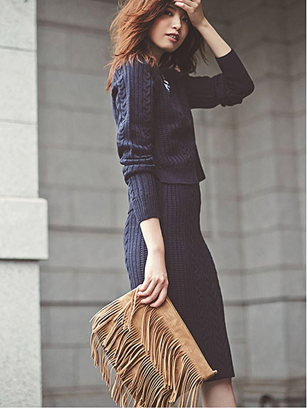 アラン柄ニットセットアップ