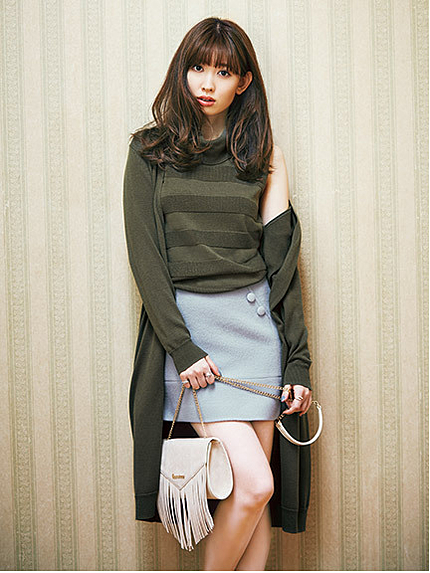 ボーダーTOPS×ロングカーディガンSET