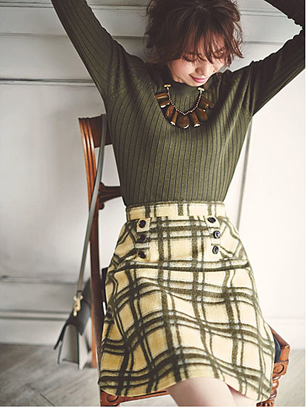 起毛チェックスカート
