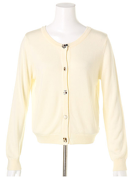 Mixビジューボタンニットカーデ