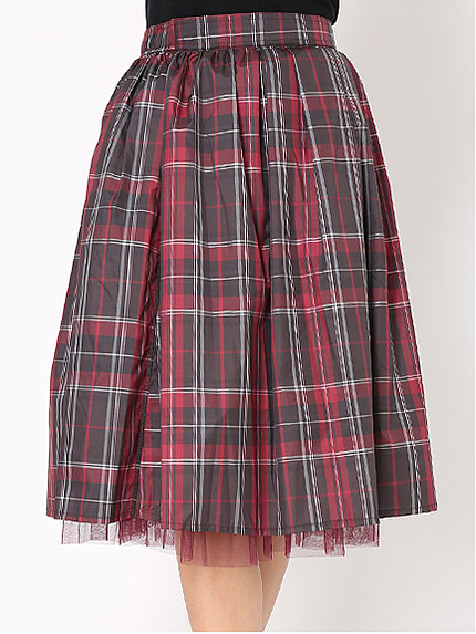 チュール×チェック２Wayスカート