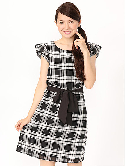 チェック柄ワンピース